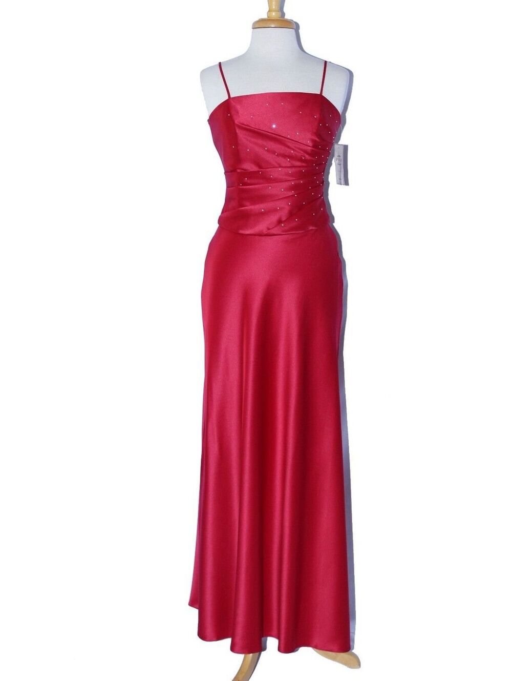 Polka #4060 Long Satin Two Piece Bridesmaid Dress - Size M-Red-NEW